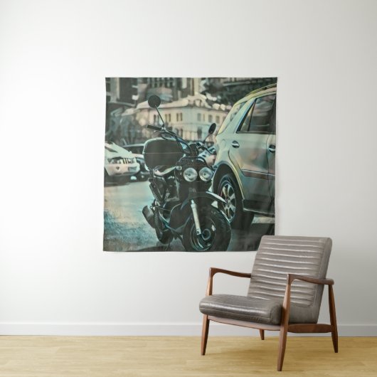 Cadeau vintage motorfiets wandkleed (In situ)