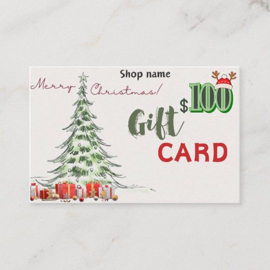 Cadeau visitekaartje $100 (Voorkant)