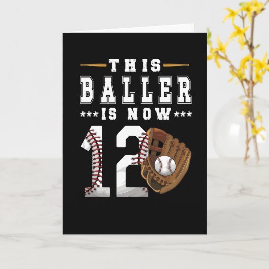 Cadeau voor 12e verjaardag honkbalspeler 12-jarige kaart (Gele Bloem)