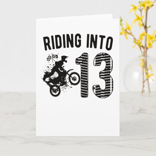 Cadeau voor 13e verjaardag Dirt Bike 13-jarige Bik Kaart (Gele Bloem)