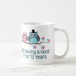 Cadeau voor 13th Wedding Jubileum Hoot Koffiemok