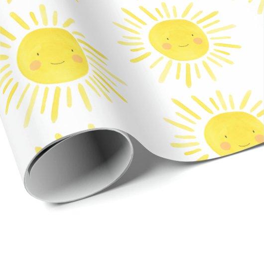 Cadeau voor 1e verjaardagsfeestje rond de zon cadeaupapier (Rol Hoek)