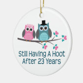 Cadeau voor 23rd Wedding Jubileum Hoot Keramisch Ornament (Links)
