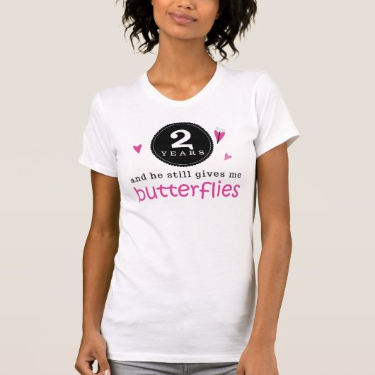 Cadeau voor 2e bruiloft Jubileum Butterfly T-shirt (Voorkant)