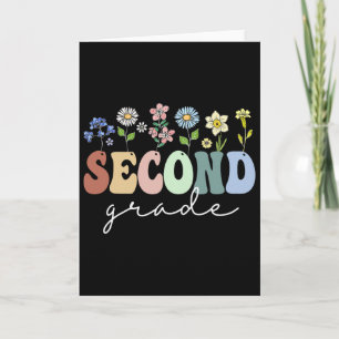Cadeau voor 2e klas wilde bloem bloemstuk terug na kaart