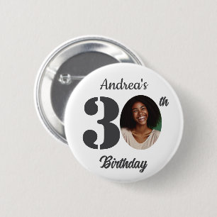 Cadeau voor 30e verpartij met opvallende foto ronde button 5,7 cm