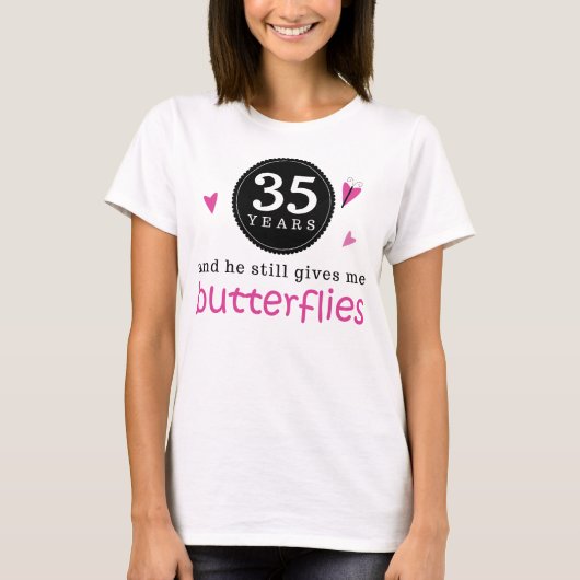 Cadeau voor 35e bruiloft Jubileum Butterfly T-shirt (Voorkant)