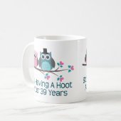 Cadeau voor 39th Wedding Jubileum Hoot Koffiemok (Voorkant links)
