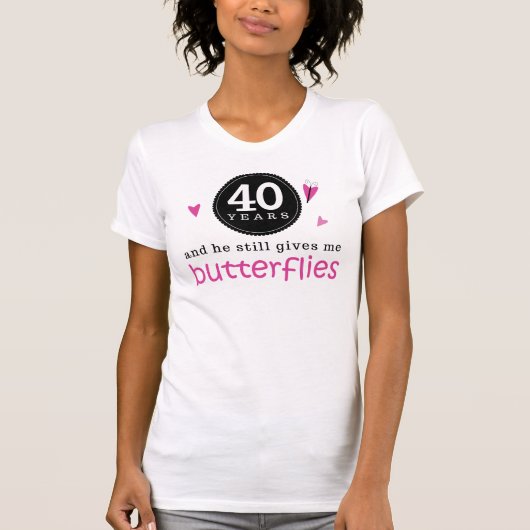 Cadeau voor 40e bruiloft Jubileum Butterfly T-shirt (Voorkant)