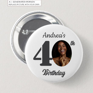 Cadeau voor 40e verpartij met opvallende foto ronde button 5,7 cm
