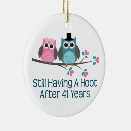 Cadeau voor 41ste bruiloft Jubileum Hoot Keramisch Ornament (Rechts)