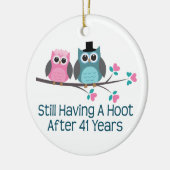 Cadeau voor 41ste bruiloft Jubileum Hoot Keramisch Ornament (Links)