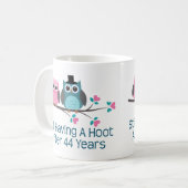 Cadeau voor 44th Wedding Jubileum Hoot Koffiemok (Voorkant links)
