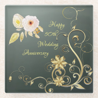 cadeau voor 50e bruiloft Onderzetter Glazen Onderzetter