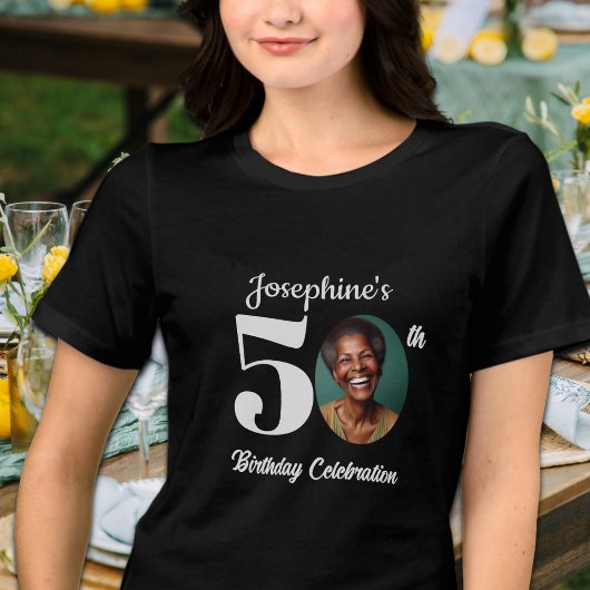 Cadeau voor 50e verjaardag met foto van gasten Tri-Blend shirt