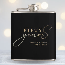 Cadeau voor 50ste gouden huwelijksjubileum heupfles