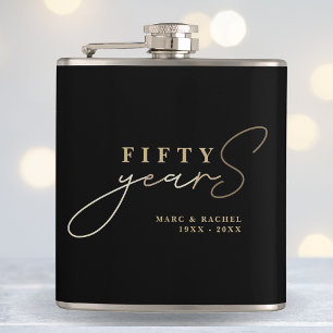 Cadeau voor 50ste gouden huwelijksjubileum heupfles