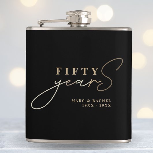 Cadeau voor 50ste gouden huwelijksjubileum heupfles