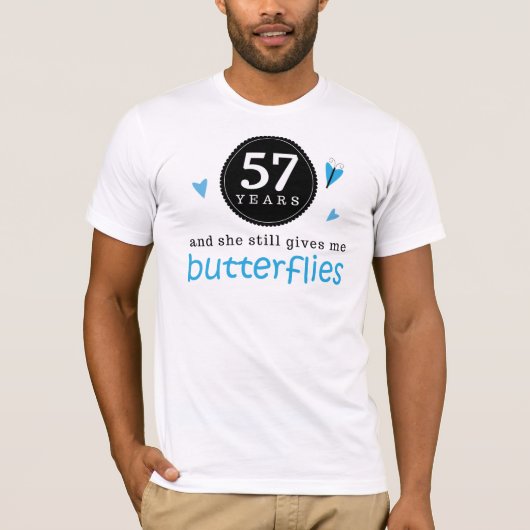Cadeau voor 57e bruiloft Jubileum Butterfly T-shirt (Voorkant)