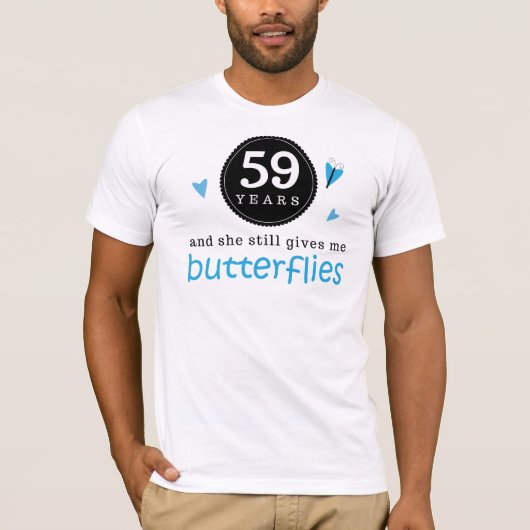 Cadeau voor 58e bruiloft Jubileum Butterfly T-shirt (Voorkant)