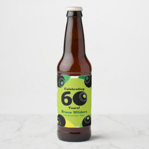 Cadeau voor 60e verjaardagsfeestje op de bowlingba bier etiket