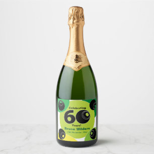 Cadeau voor 60e verlichting Bowlsfeest Sparkling Wijnetiket