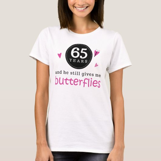 Cadeau voor 65e bruiloft Jubileum Butterfly T-shirt (Voorkant)