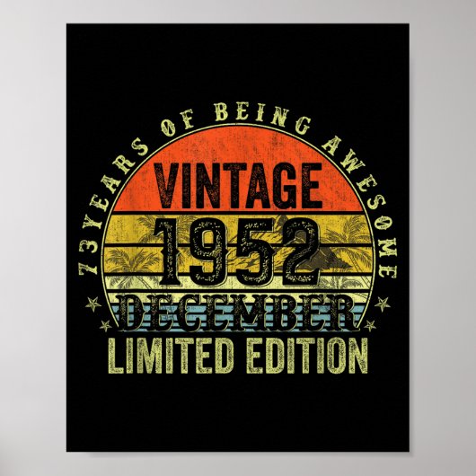 Cadeau Voor 73 Jaar Oude Mannen December 1952 7 Poster (Voorkant)