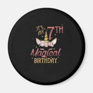 Cadeau voor 7-jarig verjaardagsmeisje Eenhoorn 7e Magneet