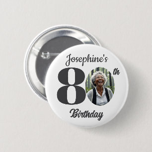 Cadeau voor 80e verjaardagsfeest met vetgedrukte f ronde button 5,7 cm