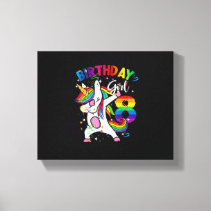 Cadeau voor 8-jarige 8e verjaardag Dabbing Unicorn Canvas Afdruk