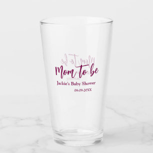 Cadeau voor aanstaande moeder naam datum roze eenv glas