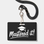 Cadeau voor afstuderen Masterdiploma Behaald Badge (Voorzijde met lanyard)