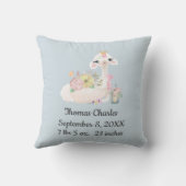 Cadeau voor babyjongen met geboortegegevens in bla kussen (Achterkant)