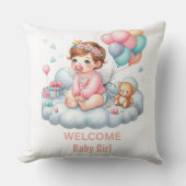 Cadeau voor babyshower Roze Pastel Kussen (Voorkant)