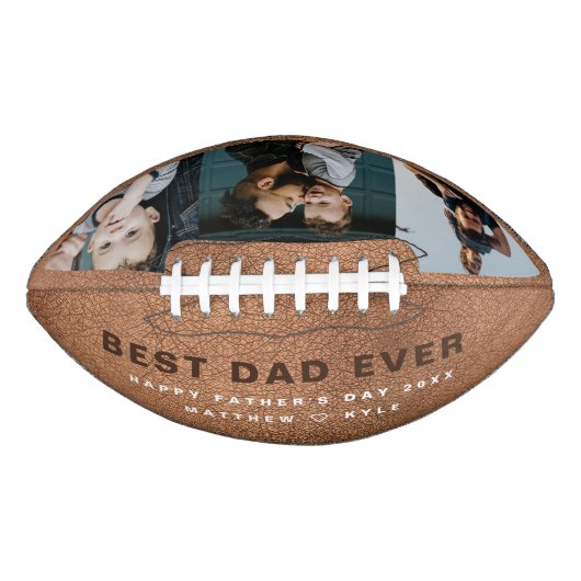 Cadeau voor beste pap ooit rustic 3 fotocollage american football (Voorkant)