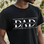 Cadeau voor beste vader ooit minimale persoonlijke t-shirt<br><div class="desc">Geef een gedenkwaardig geschenk voor vader met onze minimale en moderne DAD-letters, de beste vader ooit zwart t-shirt. De letters DAD worden in de helft verdeeld met de namen van de kinderen of de namen van de familieleden die in het centrum worden geplaatst. Het maakt een groot geschenk voor Vaderdag,...</div>