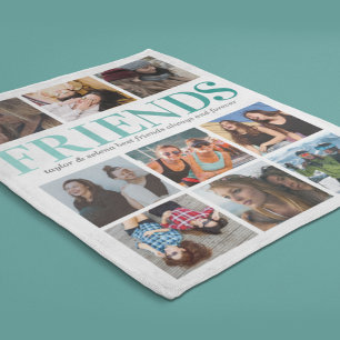 Cadeau voor beste vriend Teal foto collage Fleece Deken