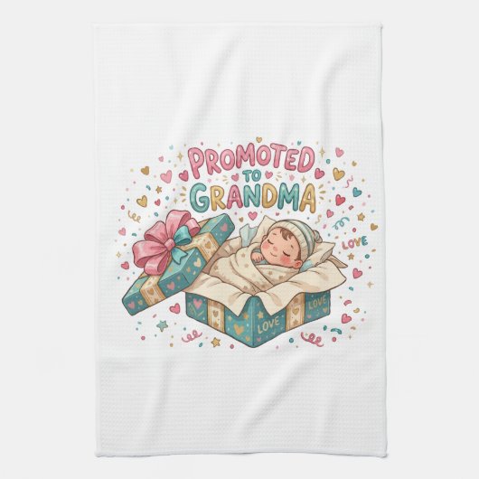 Cadeau voor bevordering tot oma theedoek (Verticaal)