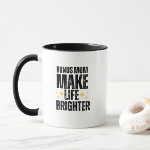 Cadeau voor bonusmoeder met typografie-ontwerp mok