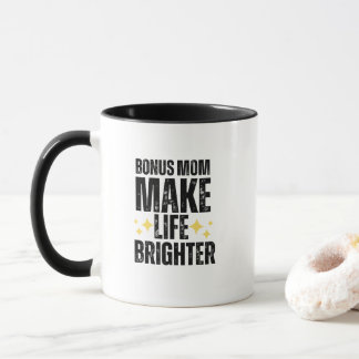 Cadeau voor bonusmoeder met typografie-ontwerp mok