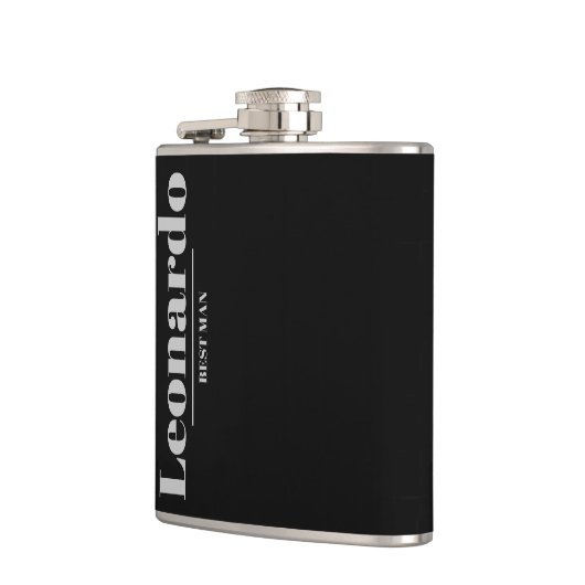 Cadeau voor bruidsjonkers Eenvoudige moderne monog Heupfles (Links)