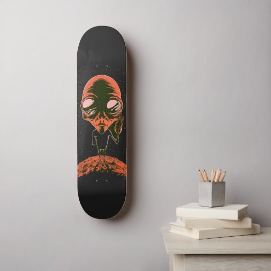 Cadeau voor buitenruimte grappige alien melkweglie persoonlijk skateboard (Muurkunst)