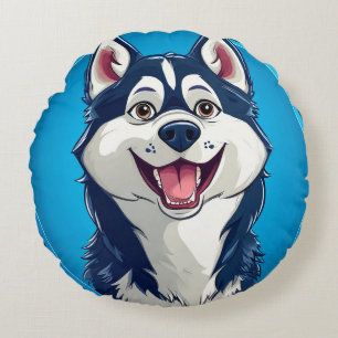 Cadeau voor Cartoon Hond Husky Liefhebbers Rond Kussen