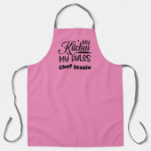 Cadeau voor chef-kok Mijn keuken Mijn regels Roze  Schort (Voorkant)