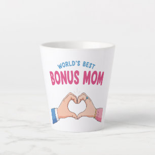 Cadeau voor de Beste Bonusmoeder met Hartvormende  Latte Mok