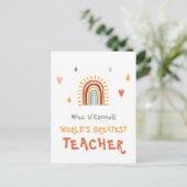 Cadeau voor de Beste Leraar ter Wereld Boho Regenb Briefkaart (Staand voorkant)