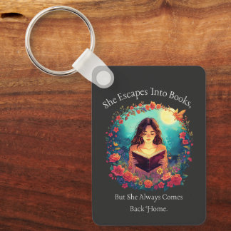 Cadeau voor de Boekenliefhebber, Bloemig Fantasie  Sleutelhanger