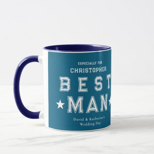 Cadeau voor de getuige van de bruidegom Blauw Mok (Links)