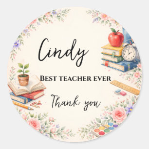 Cadeau voor de leraar bedanken Einde schooljaar Ronde Sticker
